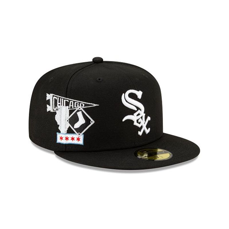 MLB Chicago White Sox City Patch 59Fifty Fitted (EOF0544) - Black New Era Caps